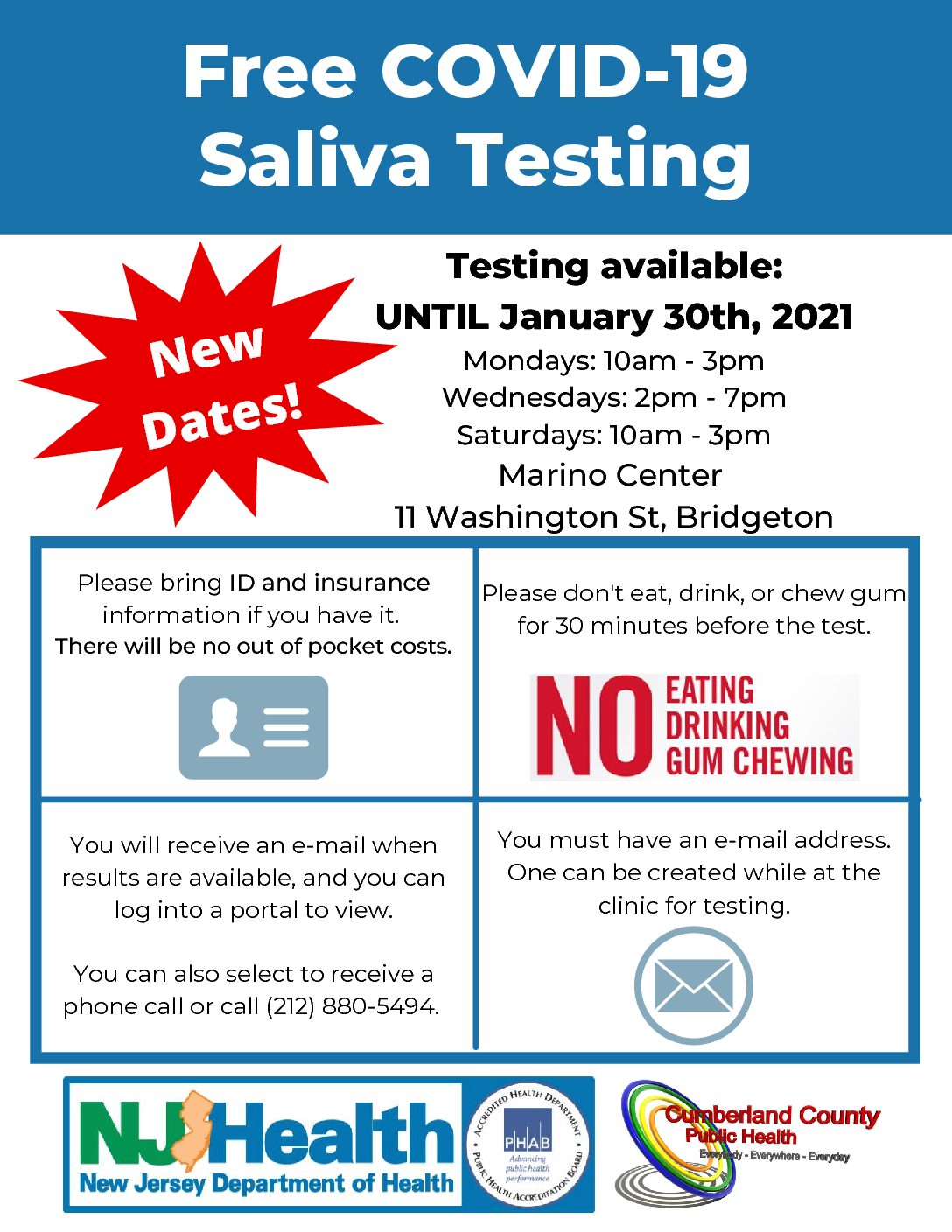 Free COVID-19 Saliva Testing